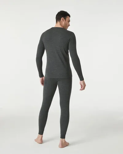 Vista 2 de LAPASA Conjunto de capa base de lana merino 100% para hombre, ropa interior térmica ligera de peso medio, ropa deportiva larga John Top Bottom