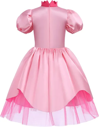 Vista 4 de Disfraz de princesa melocotón para niñas vestido de princesa melocotón con corona Halloween cosplay carnaval
