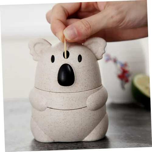 Vista 8 de Cabilock Prensa-tipo caja de palillo de dientes de apertura automática Koala Toothpick Holder compacto ligero para el hogar