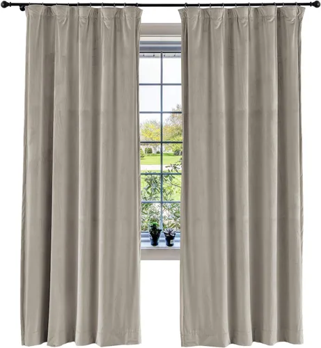 Vista 39 de cololeaf Panel de cortinas opacas de terciopelo con forro para cine en casa, cortina de ganchos planos para barra transversal o pista, 100 pulgadas