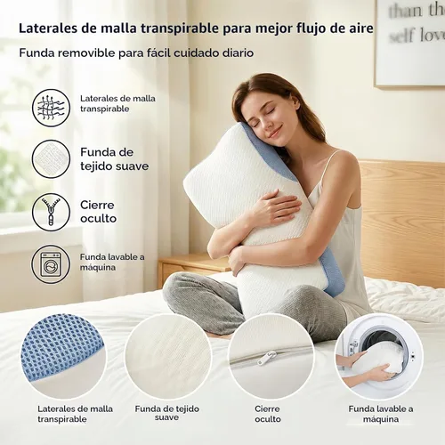 Vista 6 de Neck Pillow for Sleeping, Cervical Neck Pillow, Contour Memory Foam Neck support pillow with dual height 4.7 in and 3.9 in, flip for side sleeper or
