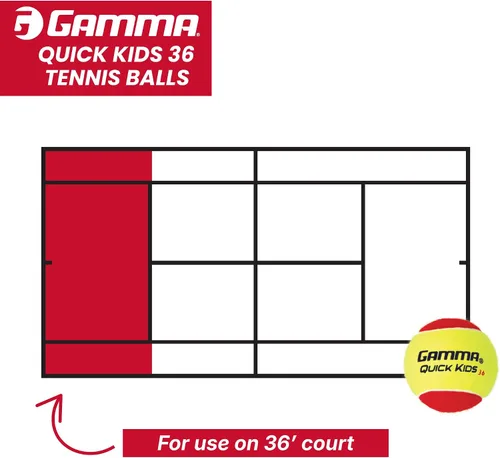 Vista 3 de GAMMA Quick Kids Training Tennis Balls for Kids & Beginners, Low-Compression Core Reduces Speed & Bounce, Great for Tennis Practice, USTA & ITF