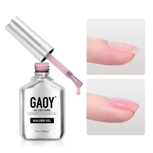Vista 17 de GAOY - Gel de construcción para uñas, fortalecedor de uñas de 16ml en una botella, gel duro para extensión de uñas, esmalte de uñas de secado al UV