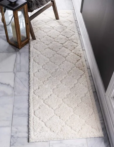 Vista 11 de Unique Loom Trellis Shag Collection - Alfombra de pasillo geométrica, moderna, marroquí, celosía, gris (2 x 7 pies)