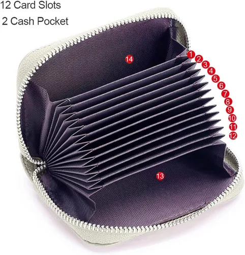Vista 3 de EASTNIGHTS Cartera de cuero genuino para tarjetas de crédito RFID con cremallera