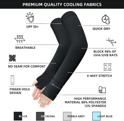 Vista 4 de Mangas de compresión con protección UV para hombres y mujeres, cubierta de tatuaje, manga de codo refrescante