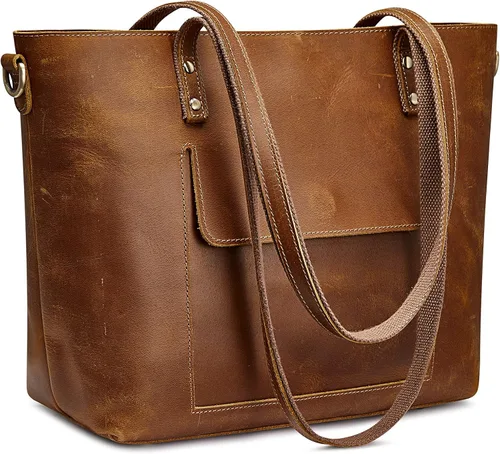 Vista 15 de S-ZONE Bolso bandolera vintage de cuero genuino para mujer