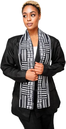 Vista 4 de Dupsie's 1 estola de graduación con estampado africano Kente, hecha en África, historia negra, festivales, cultural, HBCU, graduados, escuelas Negro