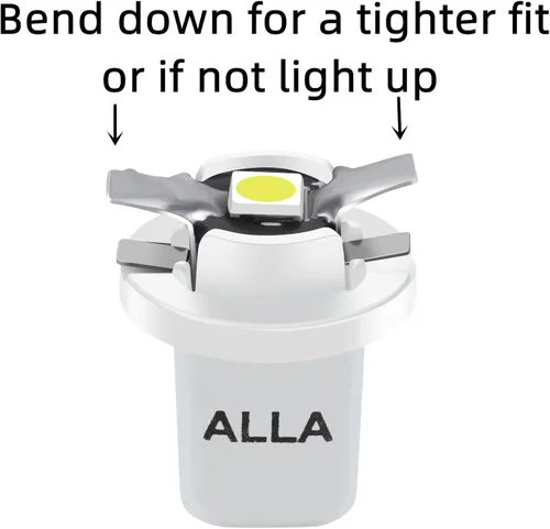 Vista 5 de Alla Lighting Bombillas LED superbrillantes B8.3D 17058 202259 2721 MF8, luces de panel de instrumentos amarillo ámbar 3030 SMD, velocímetro