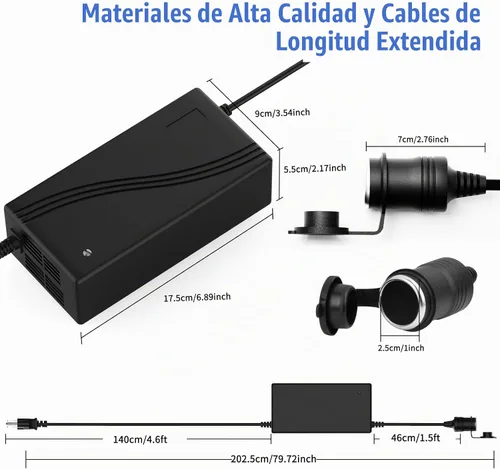 Vista 3 de Convertidor de CA a CC, JRing 110-220V a 12V 20A 240W Adaptador de corriente para encendedor de cigarrillos de coche, refrigerador de coche