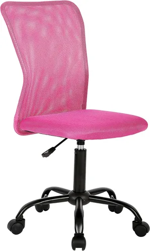 Vista 11 de Silla de oficina ergonómica – Silla de computadora con respaldo medio con altura ajustable, moderna giratoria sin brazos, soporte de espalda Negro