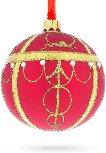 Vista 5 de 1895 Rosebud Royal Egg - Adorno de Navidad con bola de cristal rojo, 3,25 pulgadas