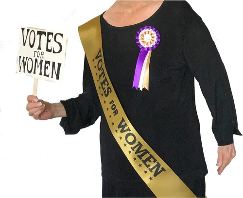Vista 5 de Suffragette Suffragist - Banderines para mujer 3 unidades color dorado