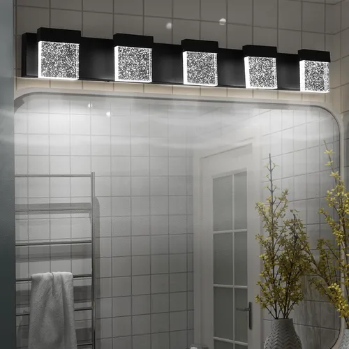 Vista 9 de Luces de tocador de burbujas, 3 luces cromadas modernas de cristal para baño, 6000 K
