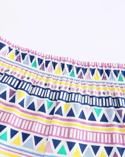 Vista 6 de Conjunto de ropa de verano para niña, 100% algodón, camisa y pantalones cortos, con apliques de dibujos animados
