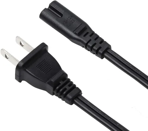 Vista 4 de VSEER Paquete de 2 cables de alimentación de repuesto universales no polarizados con certificación UL SPT2 18AWG (NEMA 1-15P a IEC C7), color negro
