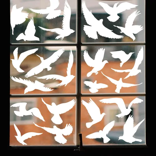 Vista 6 de 37 adhesivos anticolisión para ventanas, salva a los pájaros de golpes de ventanas, advierte a los pájaros, color blanco