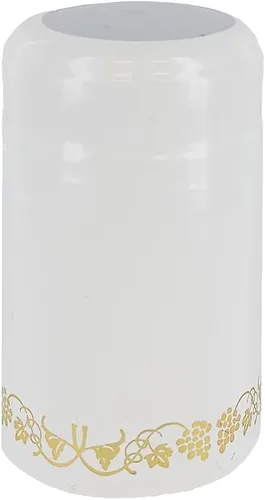 Vista 6 de Cápsulas termorretráctiles de PVC para botellas de vino - 100 unidades (blanco con oro)