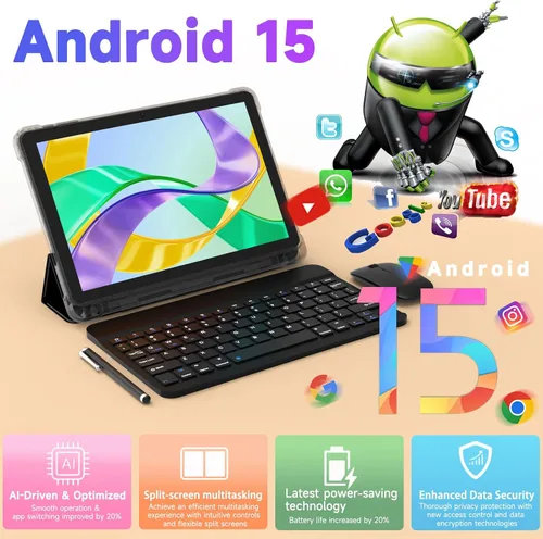 Vista 4 de DIGITHINK Tablet PC de 128 GB 10 pulgadas Android 15.0, tabletas Android, DDR4 4 GB RAM+16 GB Extend 20GB ROM 128GB Memoria 2MP+8MP Dual Camera