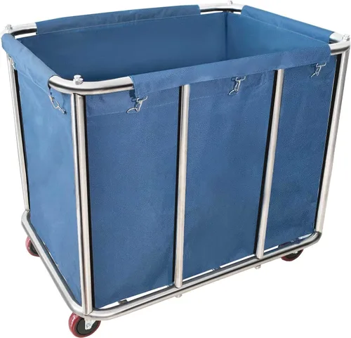 Vista 14 de Carrito de lavandería comercial grande de 11.35 Bushel con ruedas de 4 Beige - 11.35 Bushels - 8 Tubos