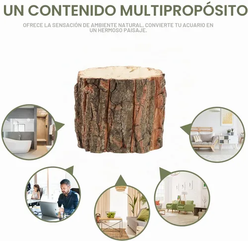 Vista 6 de 6 jarrones redondos de corteza rústica, maceta de tocón de árbol, 3.5 x 3.1 pulgadas, ideal para decoración del hogar, decoración de fiestas