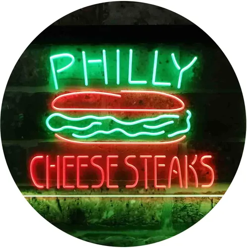 Vista 13 de ADVPRO Philly Cheese Steaks Café - Letrero de neón LED de doble color, azul y rojo, 24 x 16 pulgadas st6s64-i3850-br