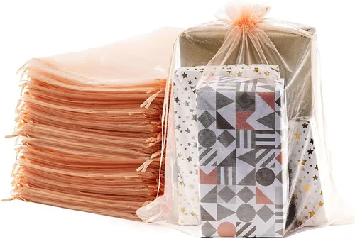 Vista 7 de Meowoo 12 bolsas grandes de organza, bolsas de malla grandes de 12 x 16 pulgadas con cordón, bolsas de regalo de malla con cordón para zapatos