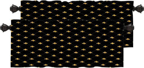 Vista 173 de Cortinas opacas de poliéster multicapa para cafetería, con diseño de diamantes, 2 unidades, 26 x 24 pulgadas