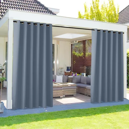Vista 186 de NICETOWN Cortina para Exteriores para Patio Impermeable de 84 Pulgadas de Ancho, Aislamiento Térmico con Ojales Antioxidantes Bloqueo UV Cortina