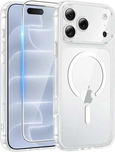 Vista 104 de FNTCASE - Funda para iPhone 16 Pro: magnética, mate, translúcida, de grado militar, protectora contra caídas, resistente, fina, duradera y a prueba