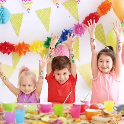 Vista 6 de Partywind 24 hojas de tatuajes temporales brillantes para niños, 215 estilos mixtos luminosos adhesivos de tatuaje para suministros de fiesta
