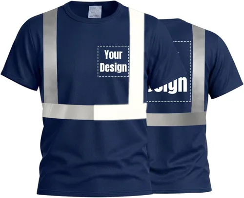Vista 22 de Camisetas reflectantes de seguridad de alta visibilidad personalizan su logotipo