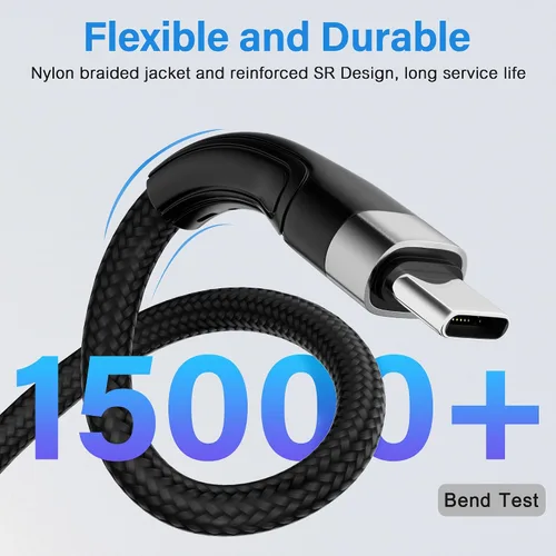 Vista 3 de Cable USB tipo C (1 pie/12 pulgadas, paquete de 10), cable de carga rápida