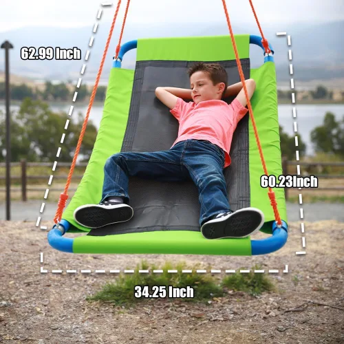 Vista 2 de Columpio de plataforma – Columpio rectangular grande para niños y adultos