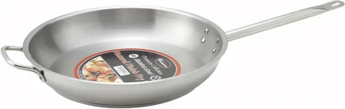Vista 2 de Winco - Sartén de acero inoxidable de 12 pulgadas con mango auxiliar