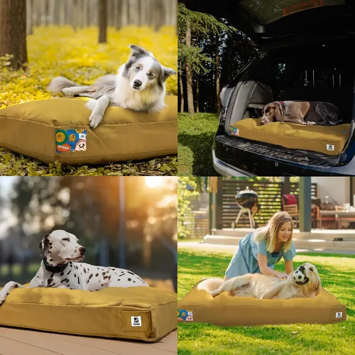 Vista 7 de Sytopia Cama de lona indestructible para perros de 42 pulgadas con funda impermeable lavable extraíble para perros extragrandes, almohadilla