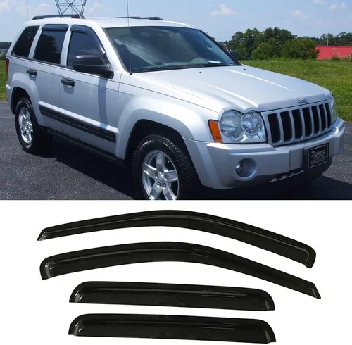 Vista 10 de Deflector de ventilación para visera lateral, montaje exterior, cinta inastillable, protección solar y lluvia, apto para Jeep Grand Cherokee