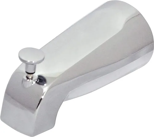Vista 3 de Boquilla para bañera con desviador frontal, rosca hembra IPS de 1/2 pulgada, extremo frontal roscado, longitud total de 5-1/4 pulgadas, para tubo