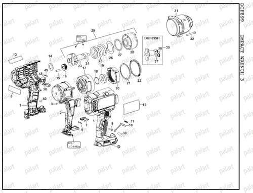 Vista 5 de N415875 Conjunto de yunque de repuesto de 1/2 pulgada para 18V 20V MAX XR Dewalt Black & Decker conjunto de yunque de llave de impacto DCF899HB tipo