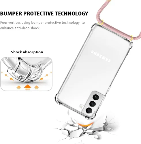 Vista 5 de Funda cruzada para Samsung Galaxy S22 Plus con correa ajustable para el cuello, funda de teléfono con cordón para Galaxy S22 +, funda protectora