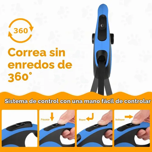 Vista 6 de Correa retráctil para perros de 26 pies con cable a prueba