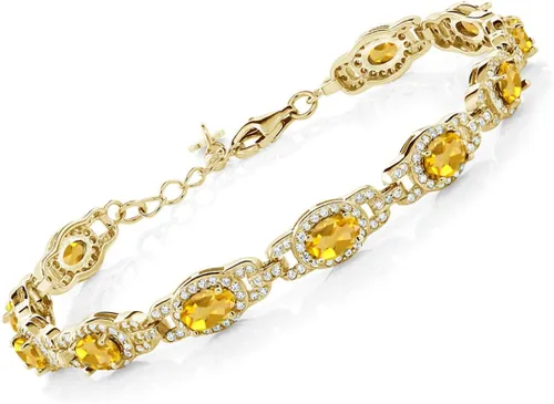 Vista 12 de Gem Stone King Oval Halo Gemstone Tennis Bracelet Nano Esmeralda