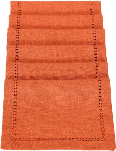 Vista 7 de Grelucgo - Camino de mesa o cubierta de tocador rectangular hecha a mano, color naranja