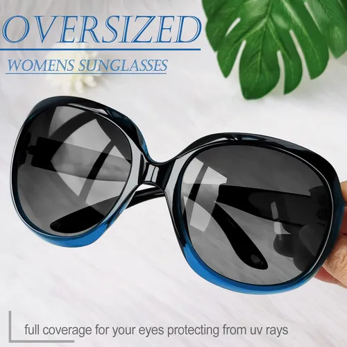 Vista 130 de Joopin Lentes de sol de gran tamaño para mujer, polarizados, grandes, para conducción, protección UV, grandes sombras