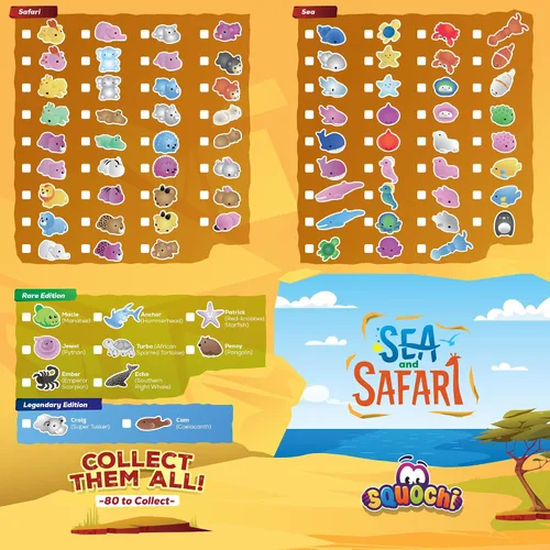Vista 6 de Sea and Safari Animal Mochi Squishy Toys, paquete de 50 bolsas