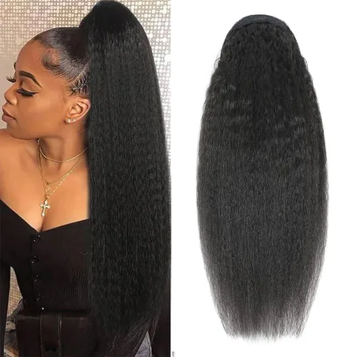 Vista 33 de Extensiones de cabello rizado para cola de caballo, cabello rizado para cola de caballo, extensión de cabello humano virgen brasileño