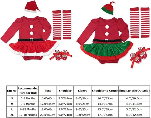 Vista 2 de IMEKIS Traje de bebé recién nacido, disfraz de elfo de Papá Noel con sombrero y zapatos, para sesión de fotos de Navidad