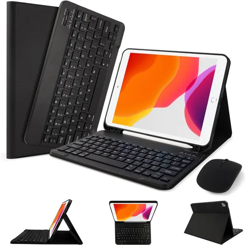 Vista 18 de Funda de teclado LAMA para iPad de 10.2 pulgadas, estuche inalámbrico con teclado con soporte para lápices para iPad de 10.2 y 10.5 pulgadas