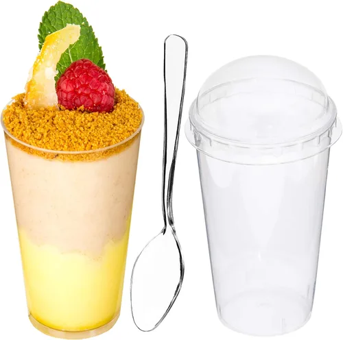 Vista 9 de DLux 100 x 3 oz Mini tazas de postre, tirador - taza de aperitivo de plástico transparente parfait - pequeño vaso reutilizable tirador