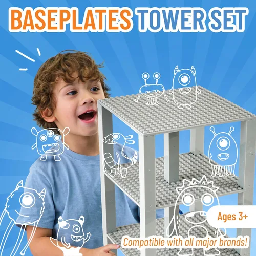 Vista 2 de Strictly Briks - Torre de juguete de 6 x 6 pulgadas - 132 piezas (placas base y ladrillos)